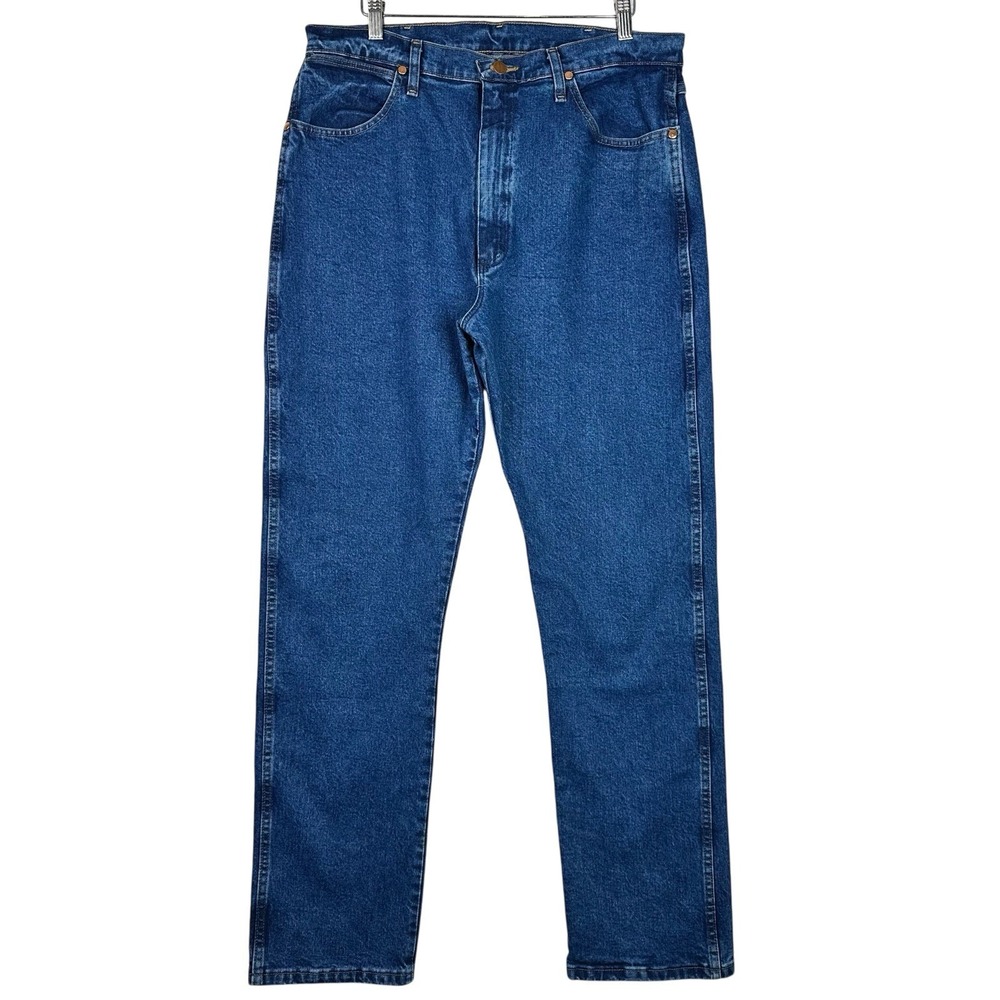 Wrangler Cowboy Cut Straight Leg Jeans 36x34 Medium Wash Denim 5 Pockets Western